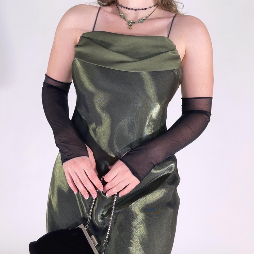 Elegant Green Dress with Black Accents
